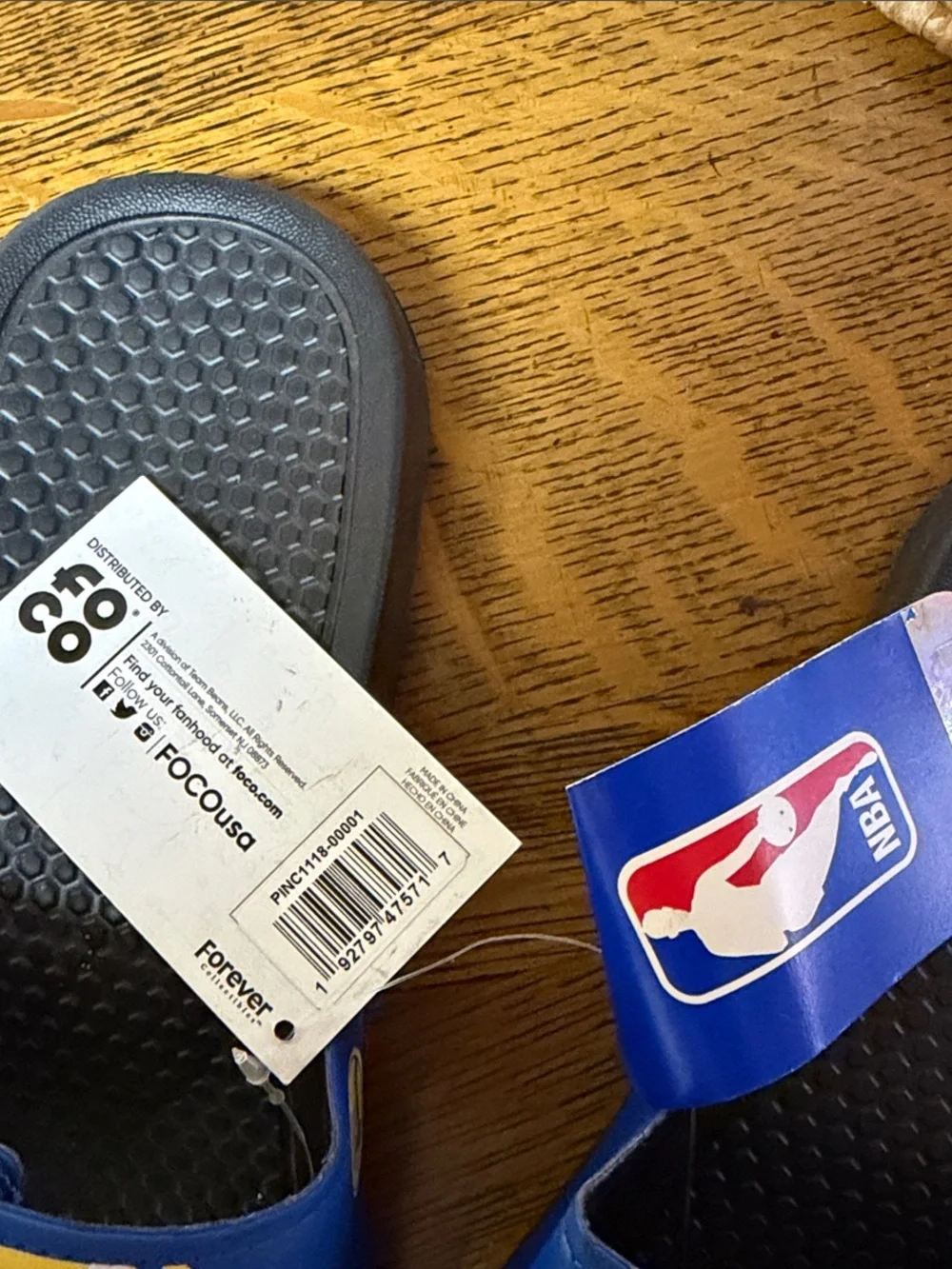NBA Blue and Yellow Kids Slide Sandals with Team Logo